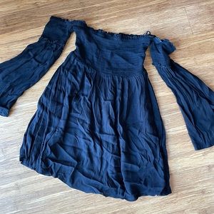 Black strapless with sleeves babydoll dress